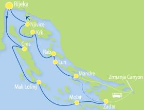 Sports-activity cruise on MS Kapetan Kuka - map