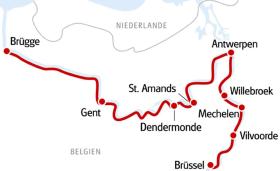 Belgium by boat and bike - map