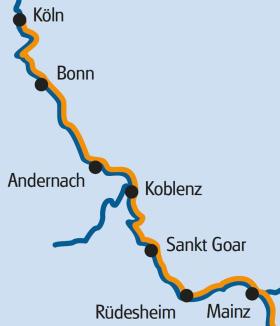 Boat & bike on the Rhine - map