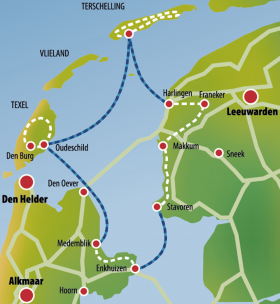 Mit Rad & Segelschiff an Hollands Küste - Karte