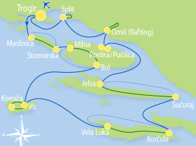 Inselhüpfen in Kroatien ab Trogir - Karte