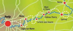 Boat & e-bike - Champagne and Paris - map
