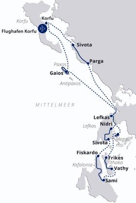 Rad & Schiff auf den Ionischen Inseln - Karte