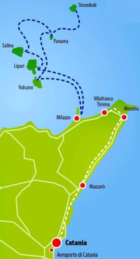 Radreise Liparische Inseln mit MS Sundial - Karte