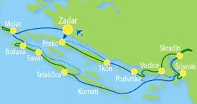 Radtour in Nord-Dalmatien mit MS Kazimir - Karte