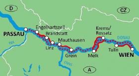 Auf dem Donauradweg mit Rad & Schiff  - Karte